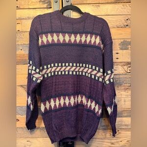 Campus Vintage Men’s Geometric‎ Crewneck Sweater Purple Medium